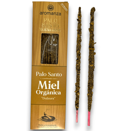 Good Wave Palo Santo Räucherstäbchen mit Bio-Honigsüße Räucherstäbchen Aromanza - 8 Stäbchen - Iluminarte Argentina