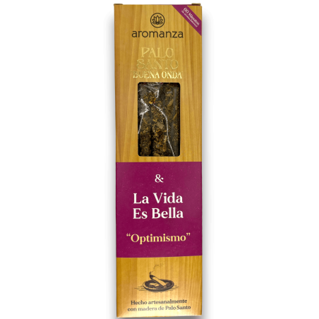 Incienso Buena Onda Palo Santo con La Vida es Bella Optimismo Inciensos Aromanza - 8 varillas - Iluminarte Argentina