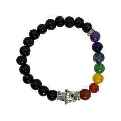Obsidane Armband mit 7 Chakren und Hand von...