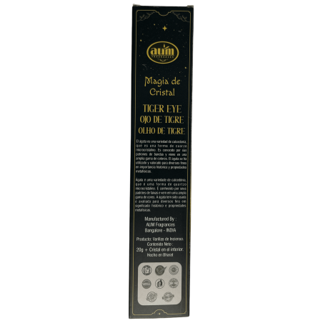 Tiger's Eye Cene Crystal Magic Aum Fragrances - Rökelse med en ask Tiger's Eye kristaller - 20gr.