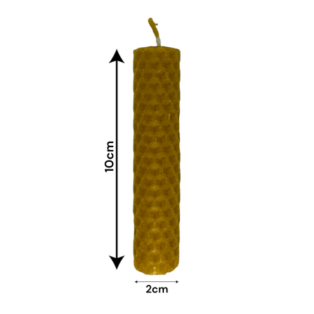 Bougie au miel en cire d'abeille naturelle - 10x2cm - 25gr.