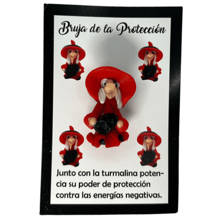 Bruja de la protección con turmalina - Amuleto Esotérico HOSTENATURA - Poder de Protección y contra las energías negativas