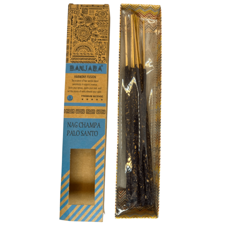 Banjara Palo Santo Nag Champa Harmony Fusion Räucherstäbchen Premium Räucherstäbchen - 8 handgemachte Stäbchen