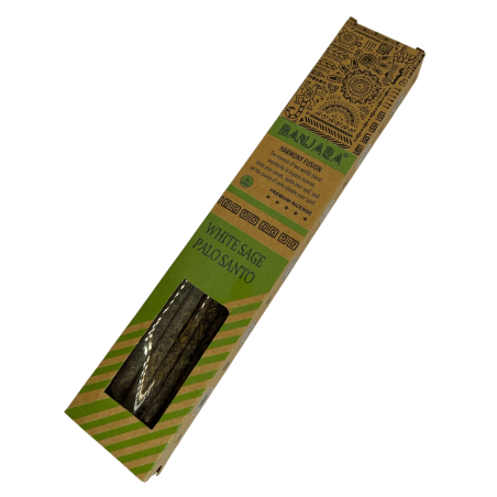 Banjara Incense Palo Santo White Sage Harmony Fusion Premium Incense - 8 Craft Sticks