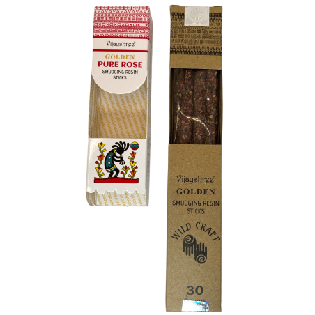Incenso Rosa Puro Artesanato Selvagem Dourado Vijayshree Rosa Pura Palitos de artesanato de alta qualidade - 30 gramas.