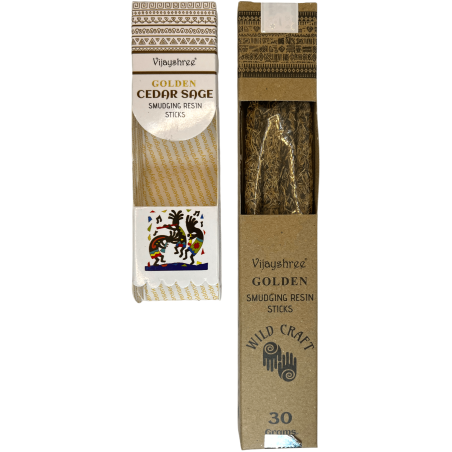 Cedar Incense and Sage Golden Vijayshree Wild Craft Cedar Sage High quality craft rods - 30 grams.