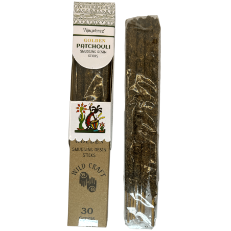 Tămâie Patchouli Golden Vijayshree Wild Craft Patchouli Bețișoare lucrate manual de înaltă calitate - 30 de grame.