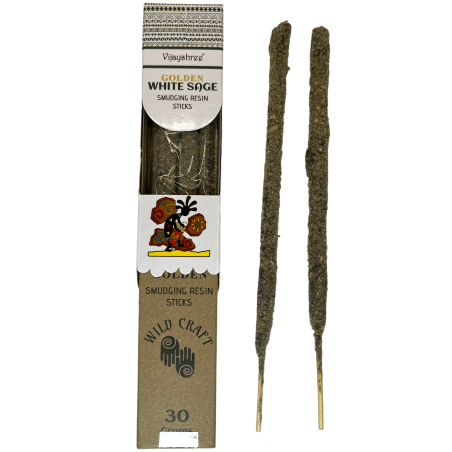 Encens de sauge blanche Vijayshree Artisanat sauvage Sauge blanche Bâtonnets d’artisanat de haute qualité - 30 grammes.