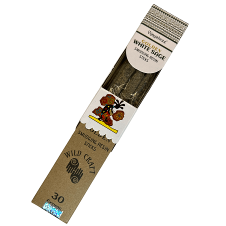 Kadzidło White Sage Golden Vijayshree Wild Craft White Sage Wysokiej jakości patyczki rzemieślnicze - 30 gramów.