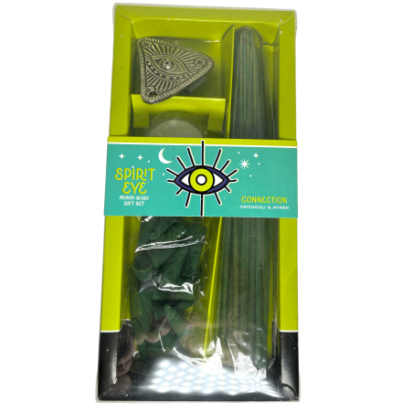 Kit de tămâie Connection Patchouli și Miră Spirit Eye - Include 30 de bețișoare de tămâie, 20 de conuri, 1 suport de tămâie și 1