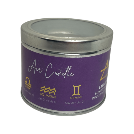 Vela Lavanda com Elementos Ametista - 1 Vela de Cera de Soja Elemento Ar Libra, Aquário e Gêmeos