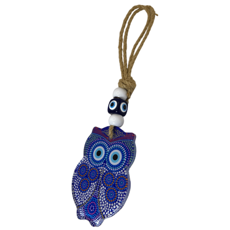 トルコの目とフクロウのお守りペンダント - 25x6.7cm - 邪眼と負のエネルギーに対するブラジルのお守り