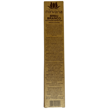 Encens Breu Blanc Premium Nirvana Brasil Breu Branco Élévation Spirituelle - 5 bâtonnets épais faits à la main
