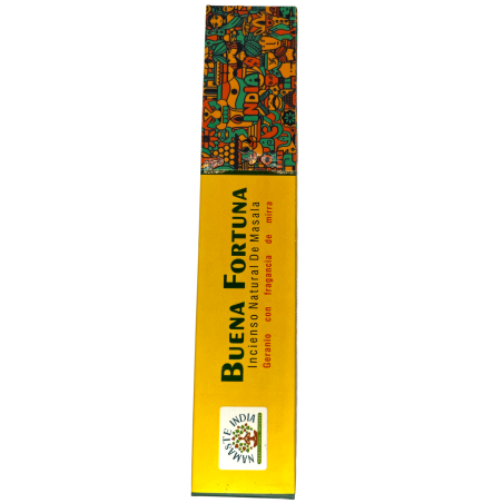 Incenso de Gerânio Good Fortune Namaste India com Mirra - Incenso Masala Natural - 1 Pacote de 15gr.