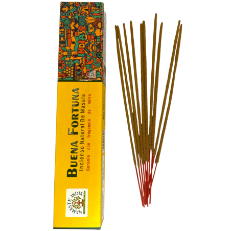 Good Fortune Namaste India Geranium Räucherstäbchen mit Myrrhe - Natürlicher Masala Weihrauch - 1 Packung mit 15gr.