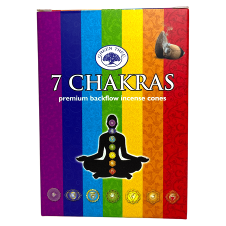 Encens Cônes de Reflux 7 Chakras Arbre Vert Blackflow - Boîte de 12 cônes d’encens à flux inversé