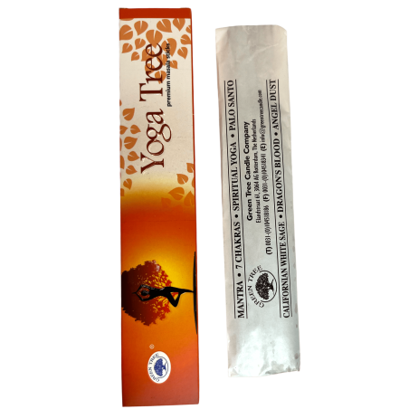 Encens de Yoga Arbre Vert - Premium Masala Sticks - 1 paquet de 15gr.