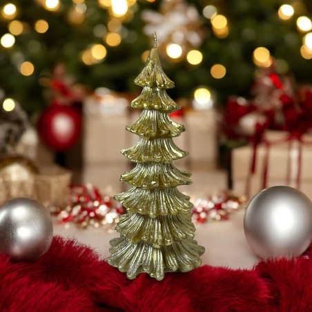 ゴールデンクリスマスツリー型キャンドル200gr. 18x9x9cm