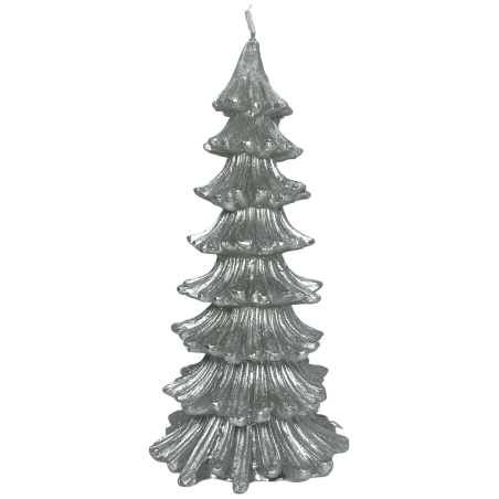 Silver Christmas Tree-shaped candle 200gr. 18x9x9cm