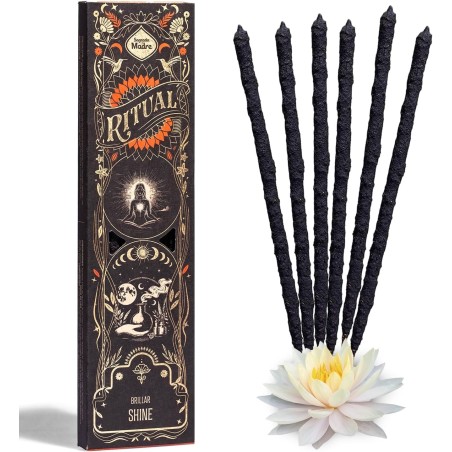 Glow Ritual Incense Shine Holy Mother Lotus Flower White - 6 أعواد سميكة لمدة 1 ساعة تقريبا