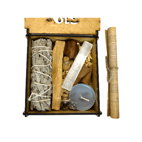 Energy Cleansing and Protection Kit in HOSTENATURA wooden box - Includes instructions and ritual - Natural and Ecological