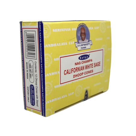 Cônes de Sauge Blanche de Californie Satya Sauge Blanche de Californie - Boîte de 12 cônes d’encens
