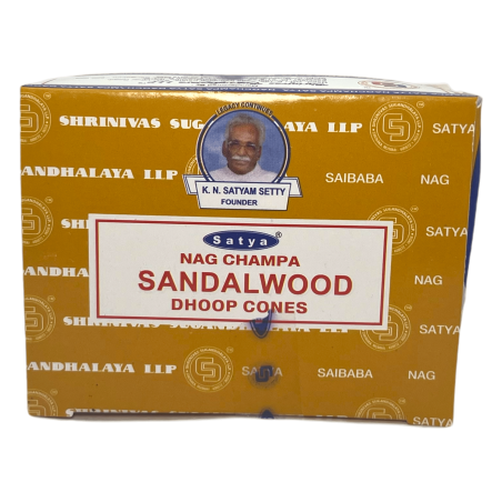 Cônes de bois de santal Cônes de bois de santal Dhoop - Boîte de 12 cônes d’encens