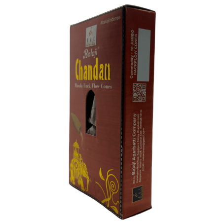 BALAJI Chandan Cornets d’encens à reflux Bois de santal Masala - Boîte de 10 cônes