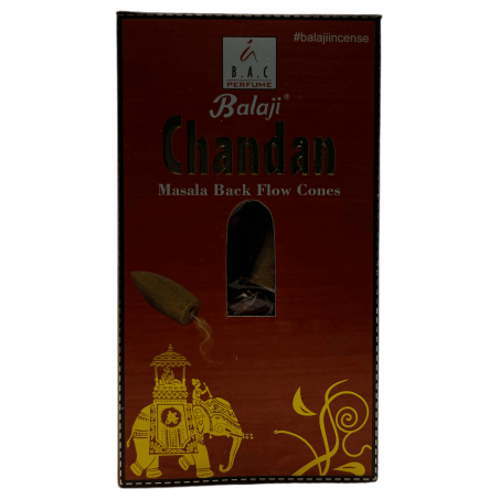 BALAJI Chandan Cornets d’encens à reflux Bois de santal Masala - Boîte de 10 cônes