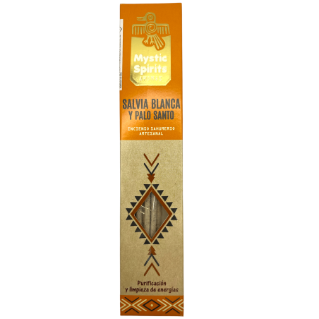 Incienso Sahumerio Salvia Blanca y Palo Santo Mystic Spirits Purificación y Limpieza de Energías - 8 varillas artesanales