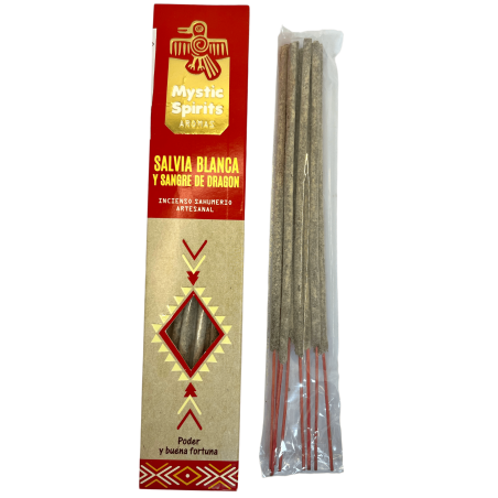 Encens Sahumerio Sauge Blanche et Sang de Dragon Esprits Mystiques Puissance et Bonne Fortune - 8 bâtons de bricolage