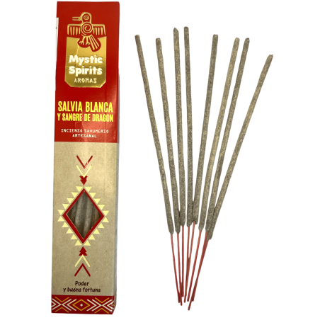 Encens Sahumerio Sauge Blanche et Sang de Dragon Esprits Mystiques Puissance et Bonne Fortune - 8 bâtons de bricolage