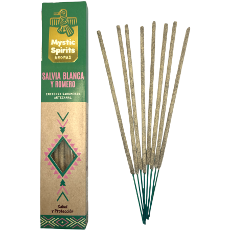 Encens Sahumerio Sauge Blanche et Romarin Esprits Mystiques Santé et Protection - 8 bâtonnets de bricolage