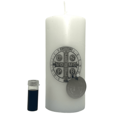 Esoteric Candle San Benito for Protection and Ward Off Evils - Includes Medal, Ritual and Oil