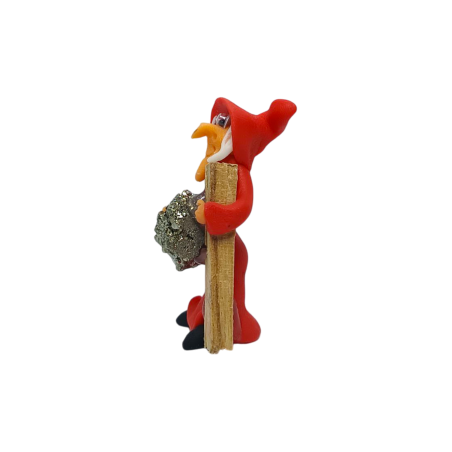 Strega con Palo Santo e Pirite 5cm Rosso - Protezione, Pulizia, Saggezza, Ricchezza e Prosperità