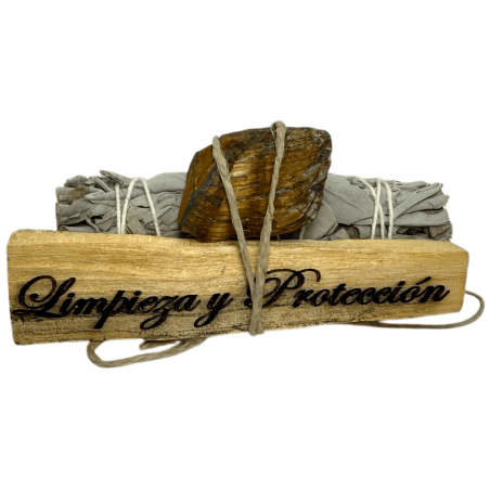 White Sage, Palo Santo and Tiger's Eye Bundle - Bundled with Minerals - Cleaning & Protection Kit HOSTENATURA