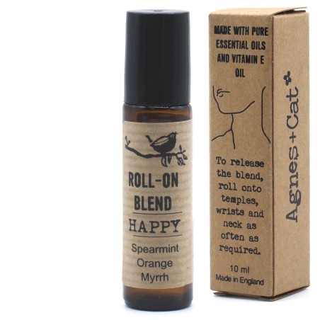 エッセンシャルオイル、ハピネス、ミント、オレンジ、ミルラとビタミンEのロールオンブレンド-10ml。