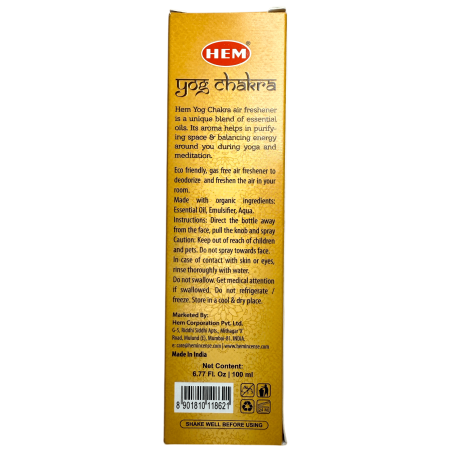 Spray Ambientador Yog Chakra SACRED ELEMENTS de HEM - 100ml. - Purificación y Balance de los Chakras