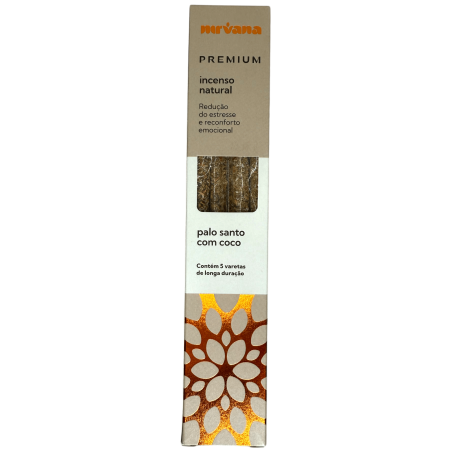 Palo Santo and Coconut Incense Premium Nirvana Brazil Reduces stress - 5 thick handmade sticks - Incenso Artesanal Brasil