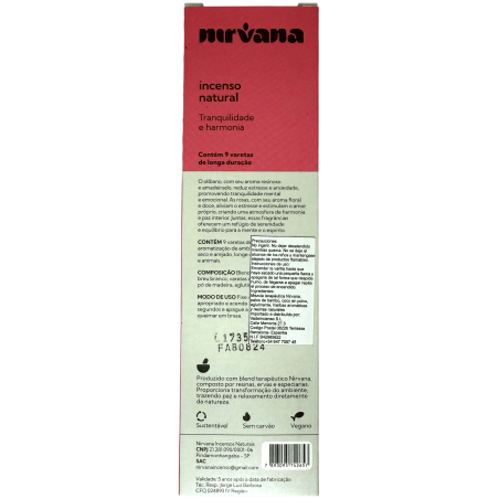 Natural Nirvana Brazil Incense and Roses Tranquility and Harmony - 9 handmade sticks - Made in Brazil