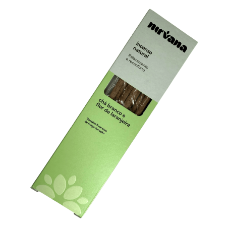 Thé Vert Naturel et Encens à la Fleur d’Oranger Nirvana Brésil Détente et Confort - 9 sticks artisanaux - Fabriqué au Brésil
