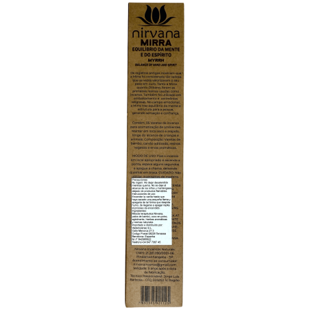 Premium Myrrh Incense Nirvana Brazil Balance Mind and Spirit - 5 thick handmade sticks - Made in Brazil