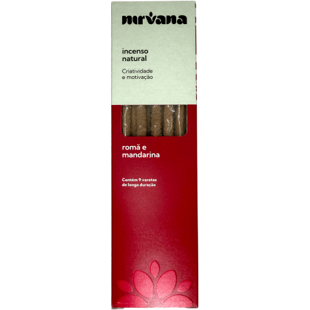 Encens Naturel Grenade et Mandarine Nirvana Brésil Créativité et Motivation - 9 bâtonnets faits à la main - Fabriqué au Brésil