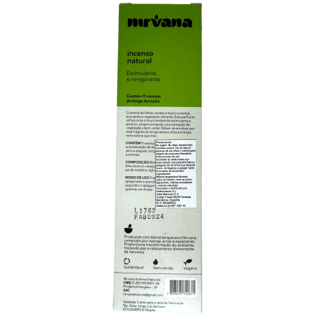 Inciens Fulls Verds Natural Nirvana Brasil Estimulant i Refrescant - 9 varetes artesanals - Fet al Brasil