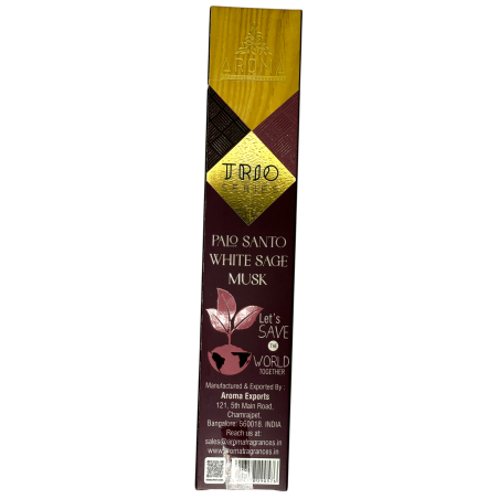 Räucherstäbchen AROMA Trio Palo Santo, Weißer Salbei und Moschus - Trio Serie 1 Packung 15gr.