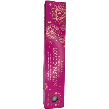 Incienso Goloka Manifestacions Amor i Passió Incienso Rosa amb Mineral de Cuarzo Rosa - 15gr.