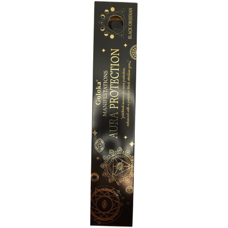 Encens Goloka Manifestations Aura Protection Encens Patchouli avec Obsidienne Noire Minérale - 15gr.