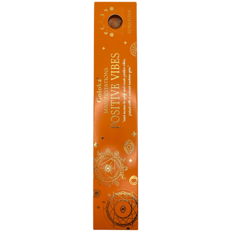 Goloka Incense Positive Vibration Manifestations Mint, Incense with Sunstone Mineral - 15gr. - ポジティブな雰囲気