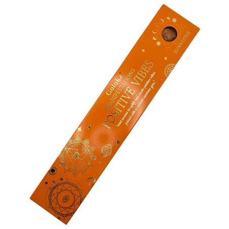 Goloka Incense Positive Vibration Manifestations Mint, Incense with Sunstone Mineral - 15gr. - ポジティブな雰囲気