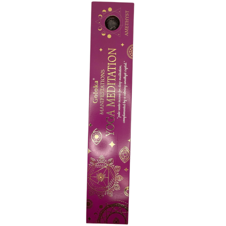 Goloka Incense Manifestations Yoga Meditation Palo Santo Incense with Amethyst Mineral - 15gr.